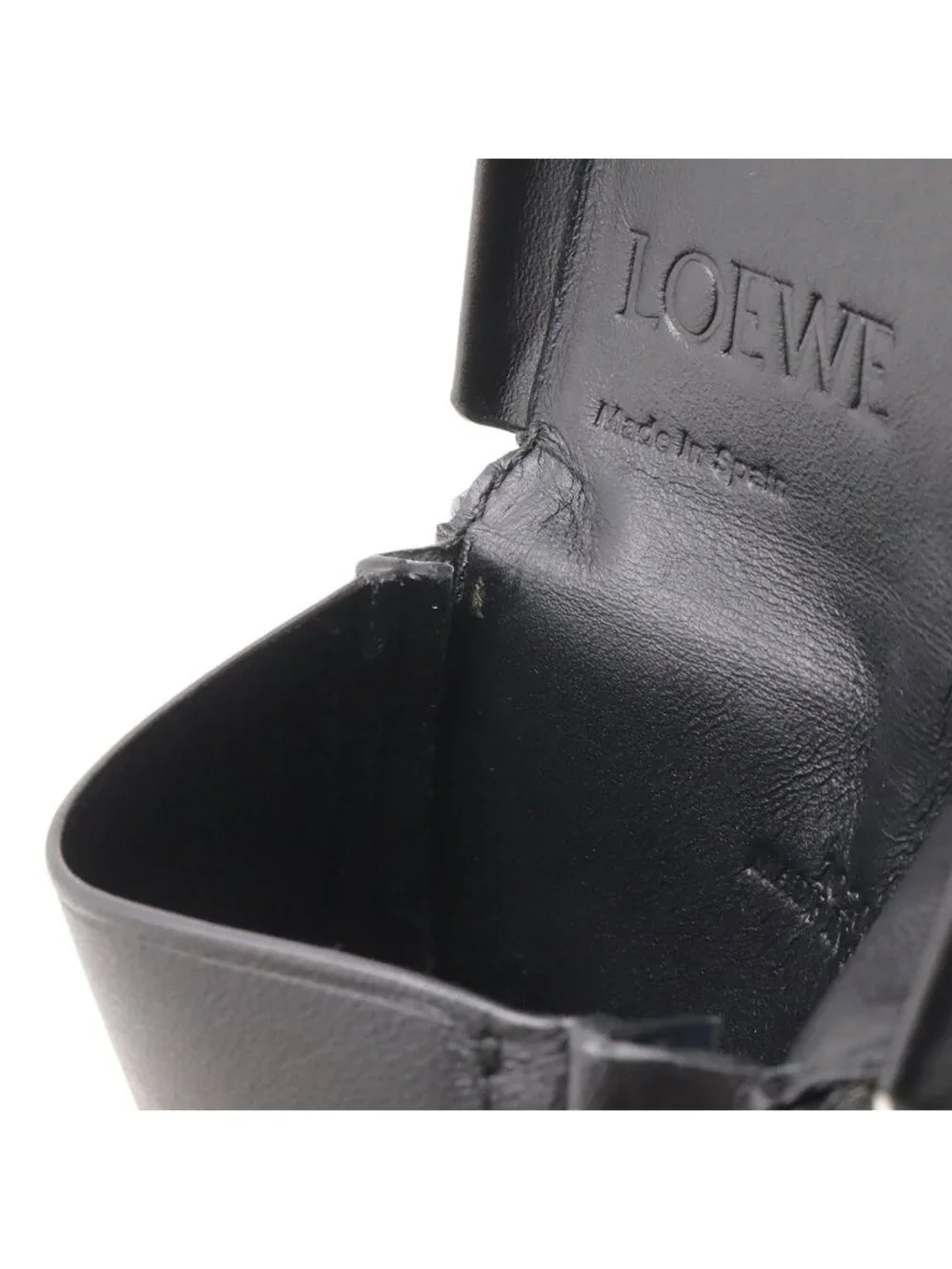 Loewe Anagram Heel Pouch Mini Shoulder Bag Pochette Calf Leather Black